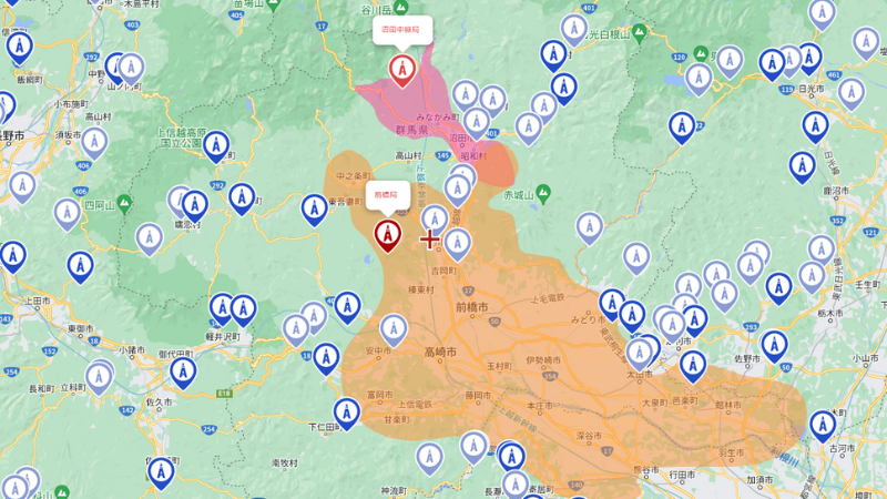 群馬県の地デジの電波