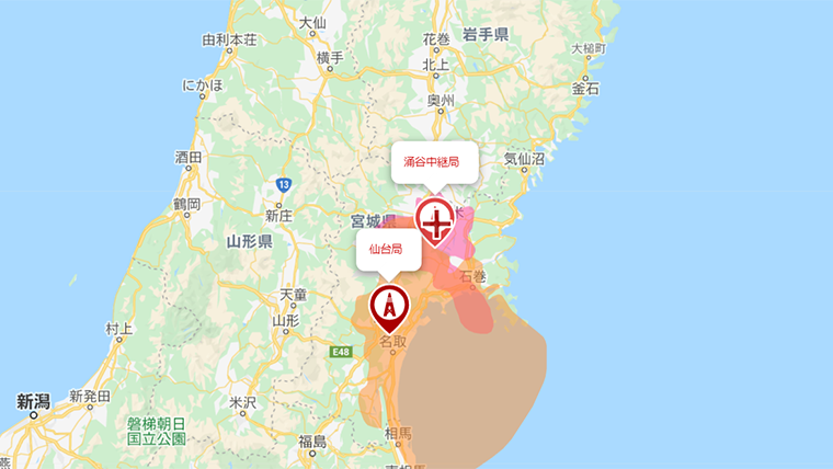 宮城県の地デジの電波