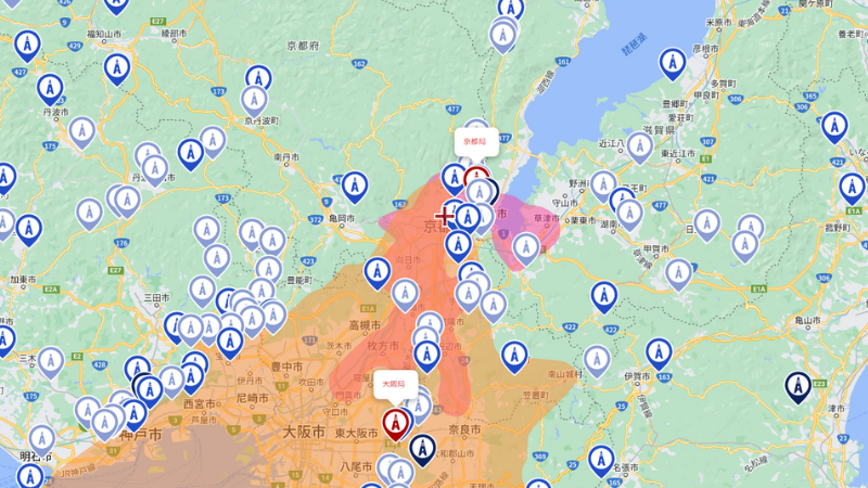 京都府の地デジの電波